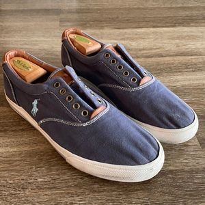 Polo Navy Canvas Laceless Sneaker 12 Men Slip On